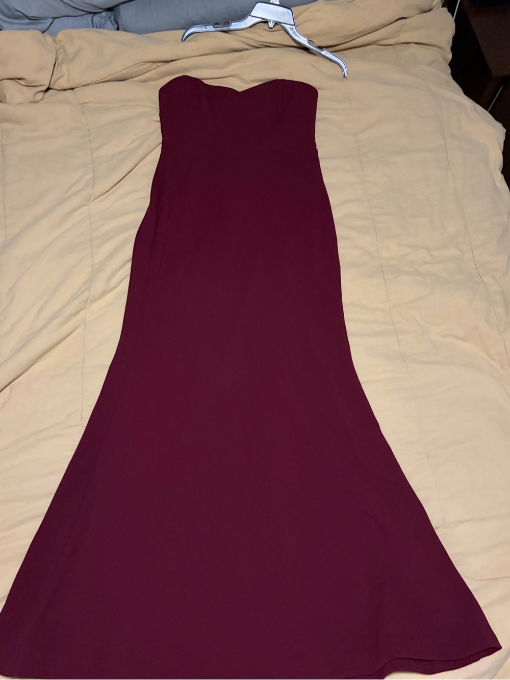 Lulu's Strapless Wine Merlot Maxi Dress